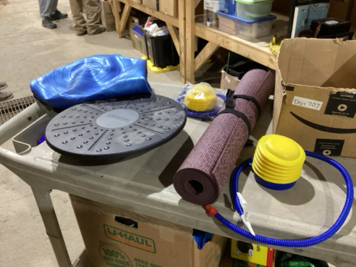 BALANCE BOARD, EXERCISE BALL, AIR PUMP, YOGA MAT