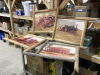 4 RUSTIC WOOD FRAMED PICTURES OF ANTIQUE TRACTORS + OLD BUILDING