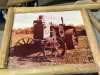 4 RUSTIC WOOD FRAMED PICTURES OF ANTIQUE TRACTORS + OLD BUILDING - 4