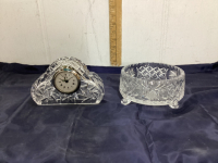 PINWHEEL CRYSTAL CANDY DISH & CLOCK