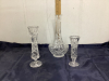 BOX W/ PINWHEEL CRYSTAL -(2) VASES & DECANTER - NO STOPPER