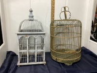 (2) BIRD CAGES - (1) WOOD, (1) WOOD & METAL