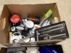 2 BOXES-GLASSES, MUGS, UTENSILS, PLASTIC BOWLS - 2