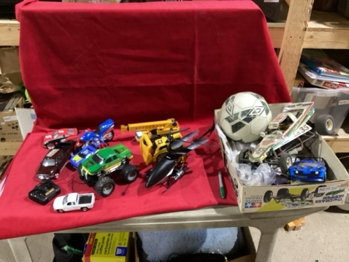 2 BOXES-TOY CARS, RC VEHICLES, SOCCER BALL