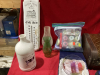 DECORATIVE CASE W/ 9 3/4 PLATFORM LIGHT, CAMERA, THERMOMETER, MILK BOTTLE, CANDLES + WAX MELTS - 2