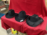 3 COWBOY HATS - 7 3/8 , 7 3/8 AND 7(KIDS SIZE)