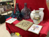 2 BOXES OF VASES, JUGS, PICTURES, COOKIE JAR - 2