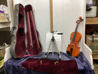 JOSEF JAN DVORAK VIOLIN W/ (2) BOWS, (2) CASES & STAND