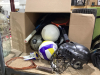 SHELF #4 - YOGA MATS, HELMETS VOLLEY BALLS, SOCCER BALLS, TENNIS RAQUET