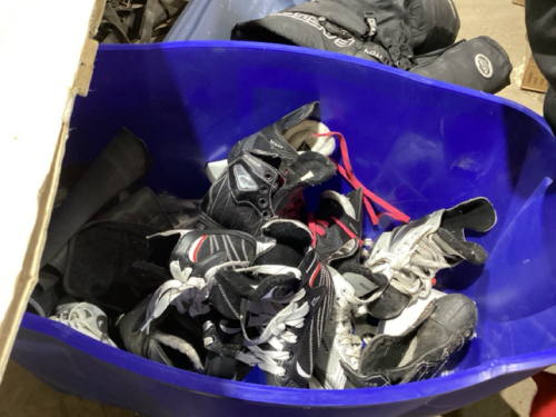 SHELF #14 - 2 TOTES OF HOCKEY GEAR