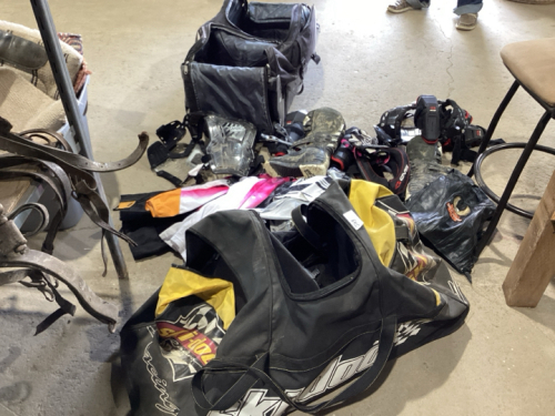 SHELF #18 - MOTORCROSS GEAR -EQUIIPMENT + 2 BAGS - CHILD/SMALL YOUTH