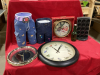 ‘PANTS” PLANT POTS, 3 CLOCKS, SPICE RACK,