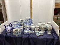 (2) BOXES W/ BLUE PORCELAIN & OTHER CERAMIC ITEMS