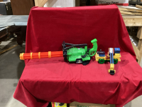 WOOD TONKA BACKHOE TRUCK + TOY GUN