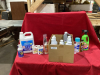 BOX OF KITCHEN CLEANERS, DEGREASERS, DRAIN MATE, DISINFECTANT CLEANERS