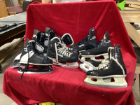 BOX OF HOCKEY SKATES - CCM + BAUER