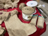 GOOD TOTE FULL OF BURLAP CHRISTMAS DECOR AND BURLAP CRAFTING ITEMS - 4