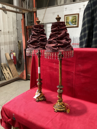 2 BRASS BASE TABLE LAMPS