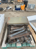 Pallet of older, steel shelving and brackets