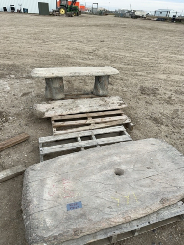 Concrete yard bench bench, top table top