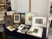 BOX OF VINTAGE PICTURES & FRAMES