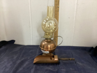 COPPER KEROSENE LAMP & HAND HELD CANDLE HOLDER