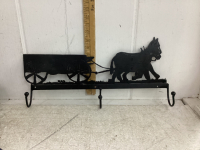 HORSE & CART METAL CUT-OUT WITH (3) HOOKS