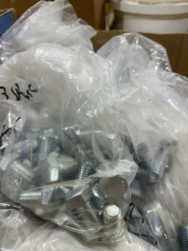 Box of sorted 9/16 hex bolts