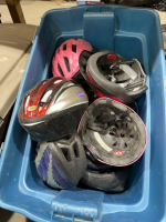 Tub full of helmets