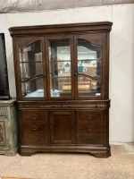 CHINA CABINET. - (2) PIECE...CHERRY WOOD COLOR