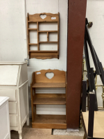 (2) WOOD SHELVES - HANGING KNICK KNACK SHELF & FLOOR SHELF UNIT