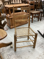 ANTIQUE CHAIR W/ RAWHIDE WOVEN SEAT