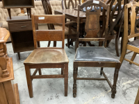 (2) VINTAGE UNMATCHED WOOD CHAIRS