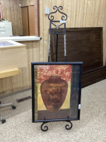 LARGE PICTURE OF BROWN VASE + EASEL