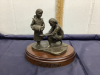 SMALL BRONZE SCULPTURE - "SHARING OF THE WELL"