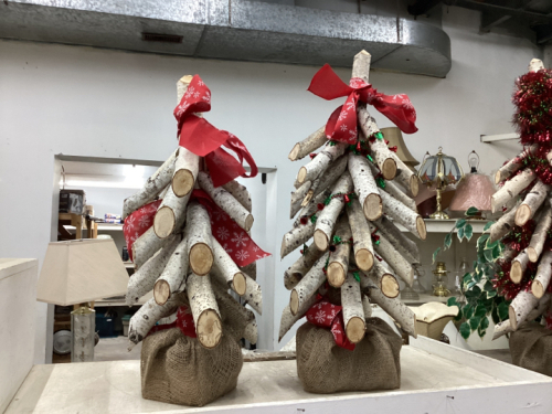 (2) HANDMADE BIRCH "CHRISTMAS" TREES