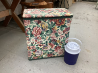 LAUNDRY HAMPER - FLORAL VINYL COVERED