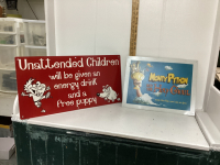 (2) METAL SIGNS - MONTY PYTHON & "UNATTENDED CHILDREN"