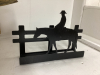 LARGE BRASS HORSE & METAL HORSE CUT-OUT NAPKIN HOLDER - 6