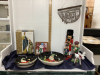 BOX W/ PORCELAIN HOLY FAMILY, PASTA BOWL SET, WOOD NUTCRACKERS, ETC