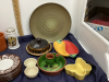 (2) BOXES W/ POTTERY & STONEWARE PLATTERS, BUTTER DISH, SMALL PLATES, BOWLS - 2