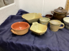 POTTERY CUPS, BOWLS, VASES, SMALL CANISTER - 2