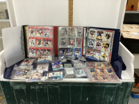 BOXFUL OF SPORTS TRADING CARDS - MOSTLY HOCKEY -INCLUDES LARGER SIZED "WINTER CLASSIC" CARDS IN CASES