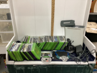 LAUNDRY BASKET FULL OF XBOX 360 GAMES AND CONSOLE