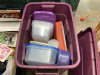 (2) GOOD TOTES W/ KITCHEN ITEMS - STORAGE CONTAINERS, JUICER, TOWELS, HAND MIXER - 3