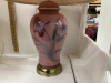 PAIR OF PINK TABLE LAMPS - NON MATCHING SHADES - 2