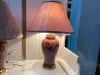 PAIR OF PINK TABLE LAMPS - NON MATCHING SHADES - 5