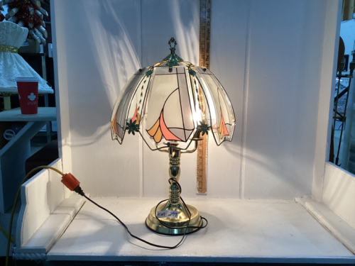 BRASS & GLASS TABLE LAMP