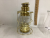 BRASS OIL LAMP & EXTRA CHIMNEY - 2