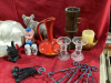 CERAMIC CAT, RESIN PIG, BELLS, SMALL EASELS, CANDLESTICKS, PITCHER - 2